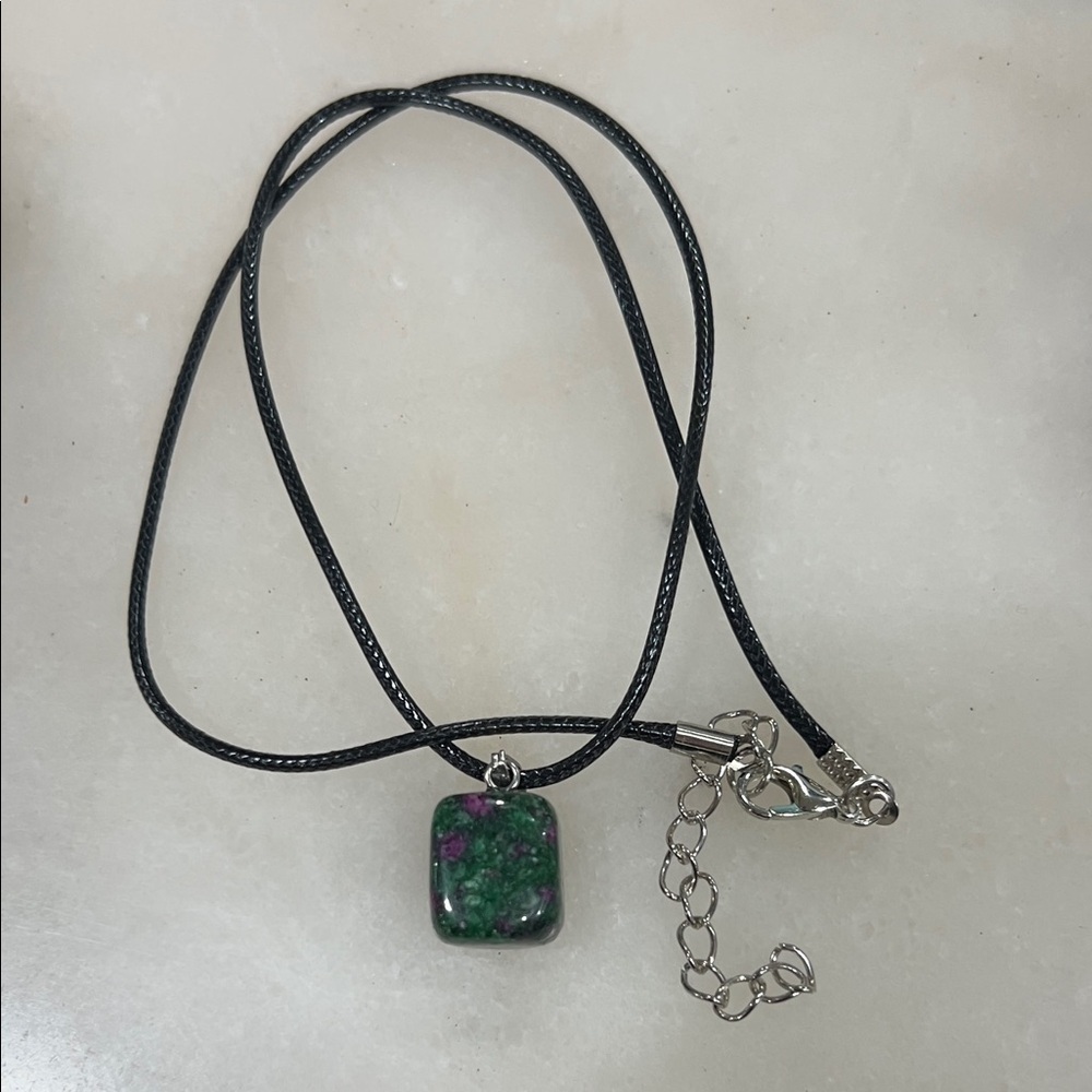 Ruby Zoisite Stone Pendant Necklace | Natural Gemstone Jewelry Green & Purple